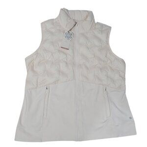 CALIA Cold Dash Run Vest Women Size XL Ivory Full Zip Quilted Jacket Zip Pockets
